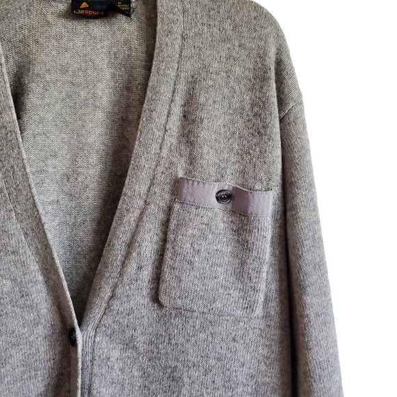 Liz Sport Lambs Wool Blend Grandpa Core Cardigan with Pockets - Picture 4 of 15